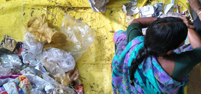 Waste sorting at SWaCH, India’s first wholly-owned cooperative of self-employed waste pickers/waste collectors and other urban poor. 