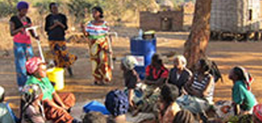 A team of innovators presents a design in Zambia during a summit organized by the International Development Innovation Network. 