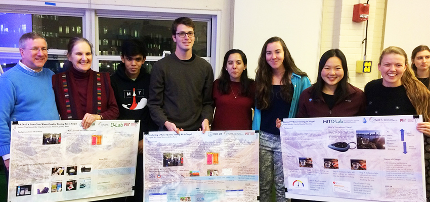 D-Lab: WASH students with their project posters, December 2018.