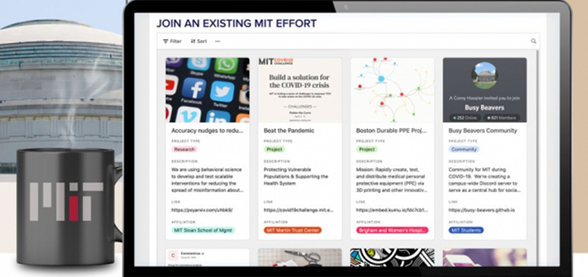 MIT’s innovation and entrepreneurship (I&E) community has stepped up to the challenges presented by the Covid-19 pandemic — and perhaps nowhere is that more apparent than in the new Covid-19 Rapid Innovation Dashboard, pictured, which features more than 50 projects, research initiatives, startups, and global activities undertaken by the MIT community to respond to the crisis.  Image: Christine Daniloff, MIT