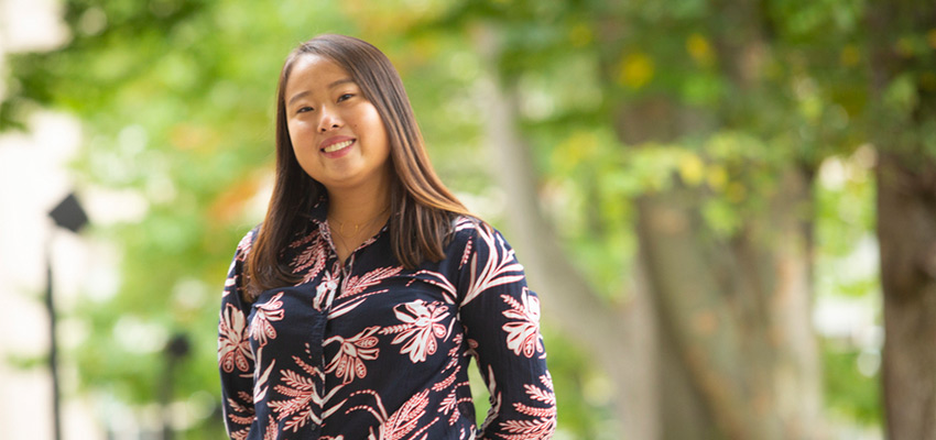 After pivoting from her previous focus on medical devices, senior Flora Klise has pursued her passion for increasing access to water through desalination research and her involvement in MIT Sea Grant and MIT Water. Credits: Photo: John Freidah