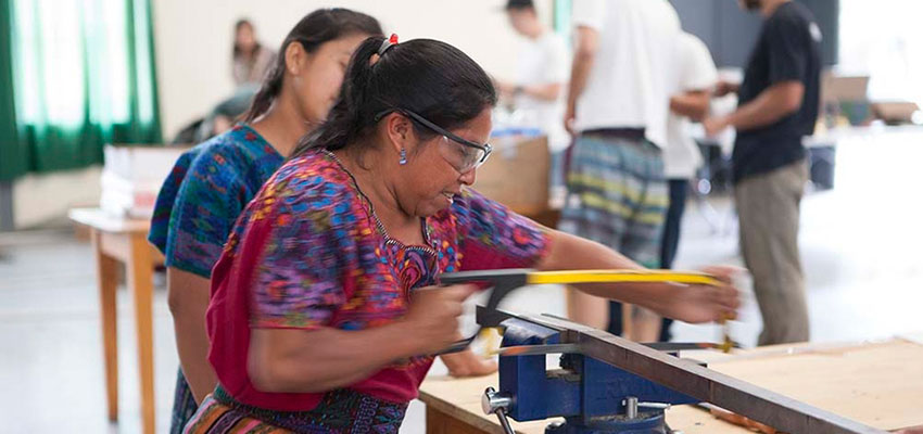 MIT D-Lab and the Department of Mechanical Engineering will implement a new USAID-funded project in partnership with collaborators in Latin America. Pictured here is a participant in the 2017 D-Lab-led International Development Design Summit "Hogares Sostenibles," or "Sustainable Homes" at the Universidad del Valle de Guatemala, Highlands Campus, part of a larger series of D-Lab-led summits. 