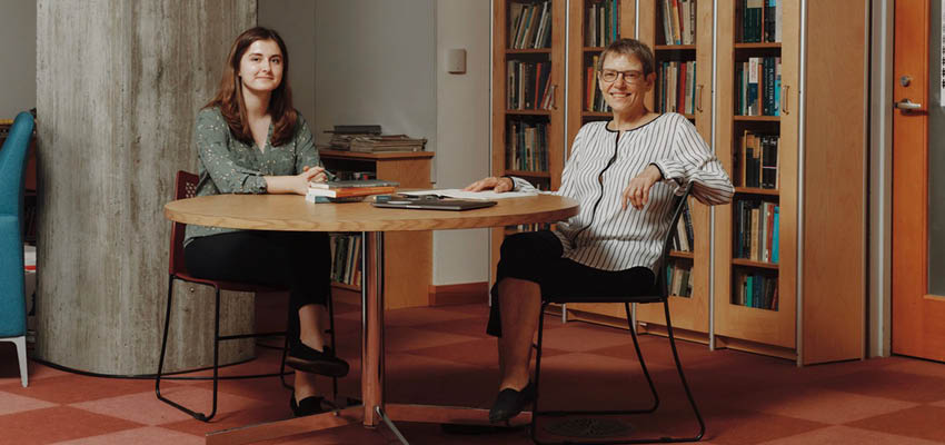 PhD student Eliza Wells and Professor Sally Haslanger. Photo: Tony Luong