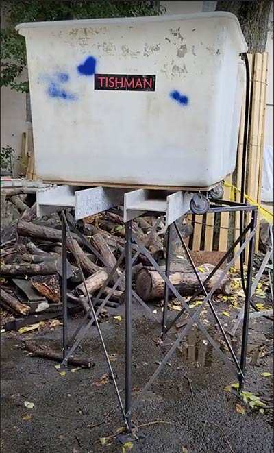 water tank on metal legs