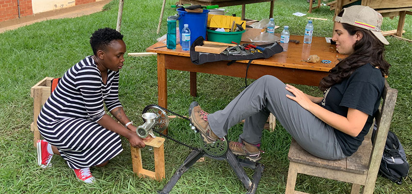 Faith and Pamela testing the Mama Makana, one of the prototypes. Photo: Abinav Dey