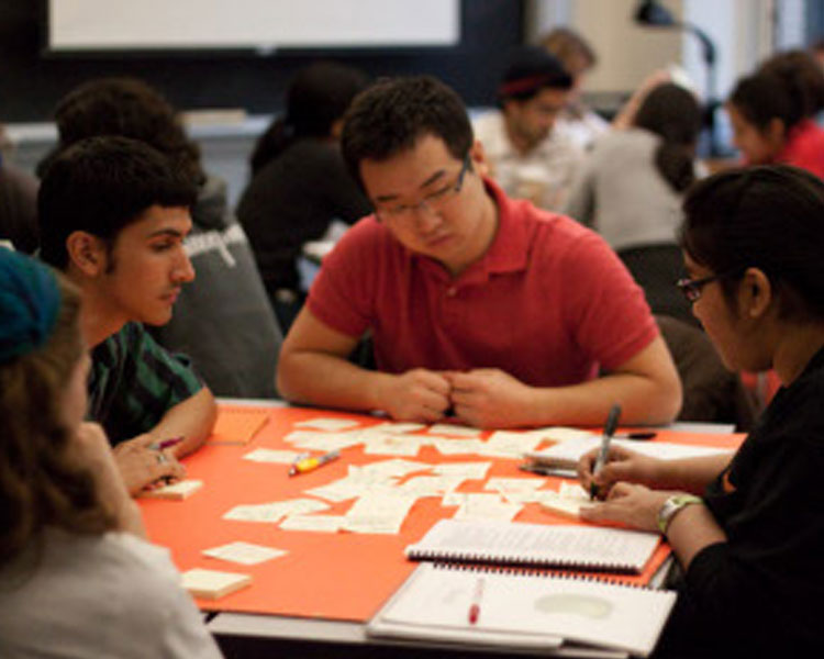 Students brainstorming in class.