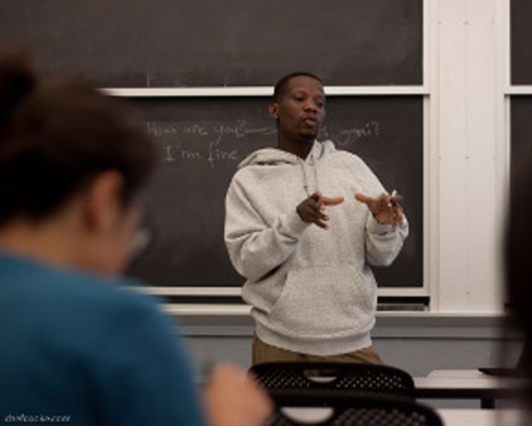 Bernard lecturing in D-Lab: Design class. Photo: Nathan Cooke. Source: D-Lab Archives