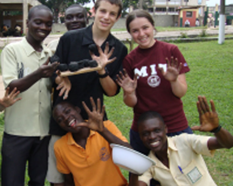 Making charcoal with PEN, at Takoradi Technical Institute in Ghana.