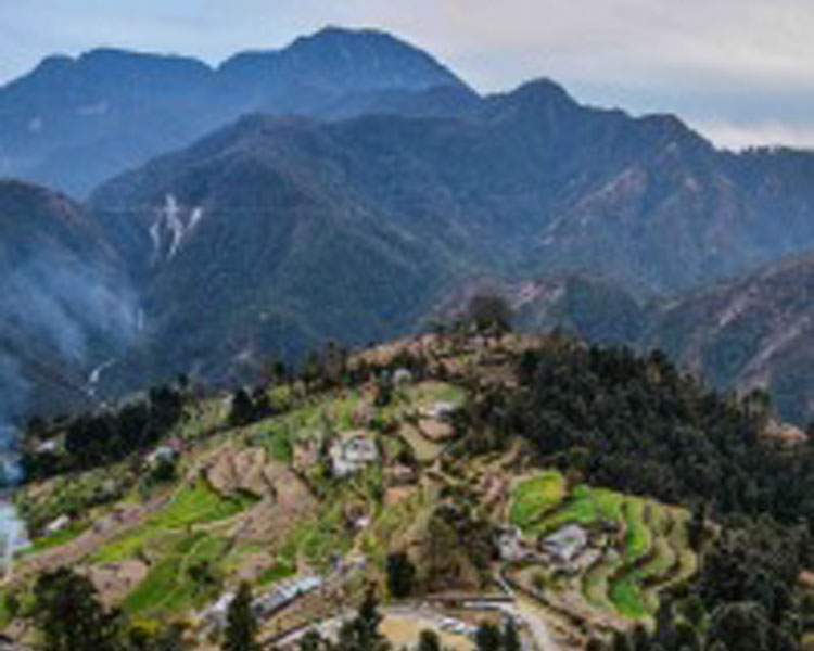 View of a mountainous village in Bageshwar district where the team was doing research.