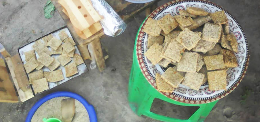  Simsim sweets being sold in a market at Rhino Camp. Photo: Vivian Amuna