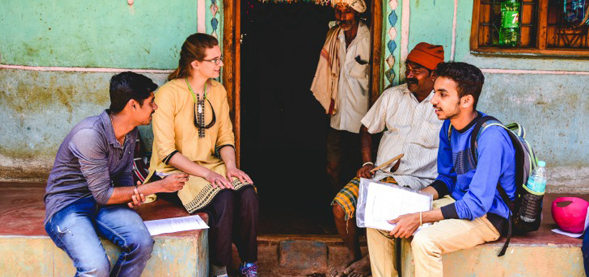 MIT D-Lab student team conducting interviews, India, 2018.