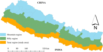 Topographical map of Nepal